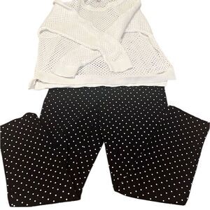 Apropos size 6 black and white polka dotted ankle length cropped pants EUC